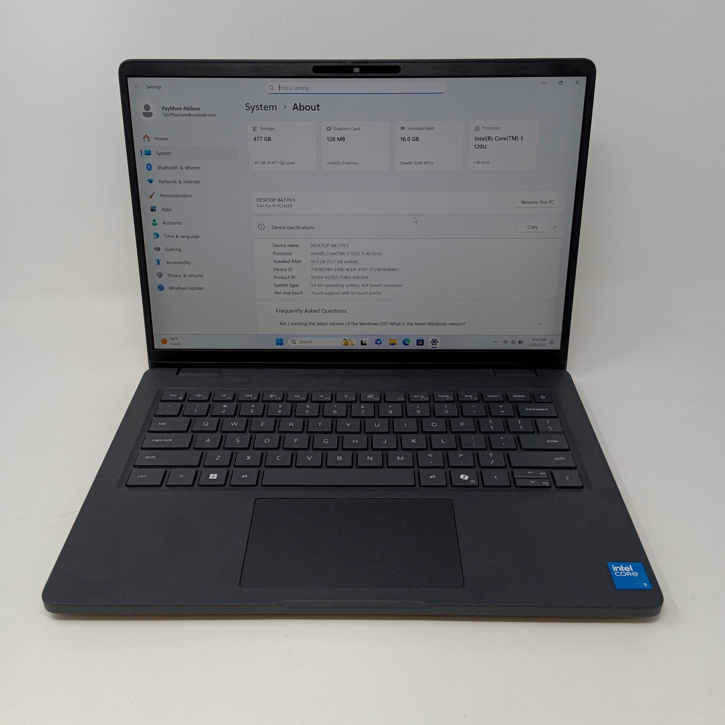 Dell Pro 14 PC14250 14" i5 120U 1.4GHz 16GB RAM 512GB SSD