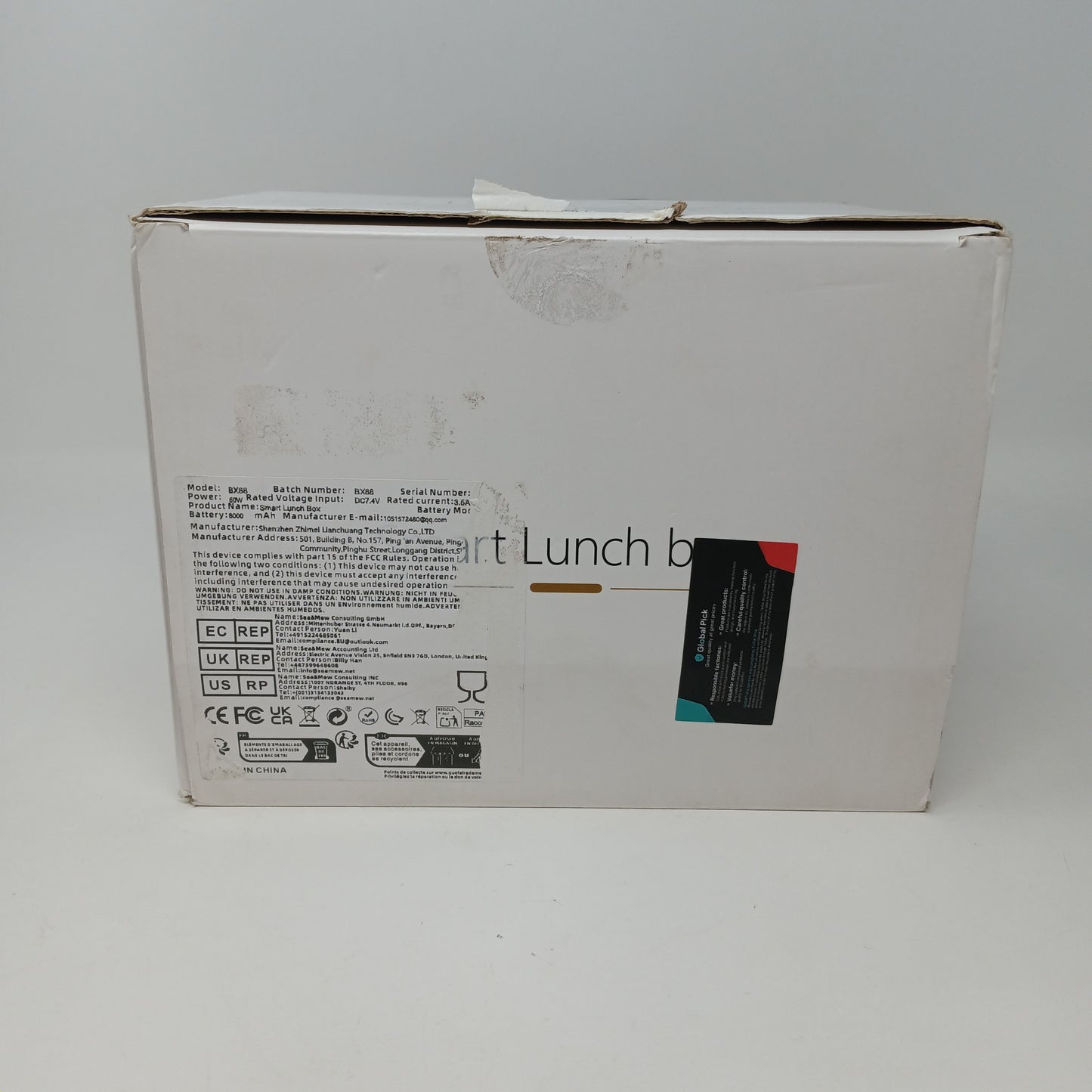 Cordless Electric Smart Lunch Box 16000mAh Rechargeable Self-Heating