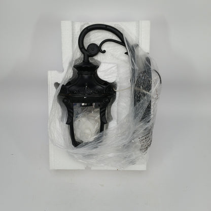 DORESshop 17" Black Outdoor Light Fixtures Wall Mount with Glass Shade