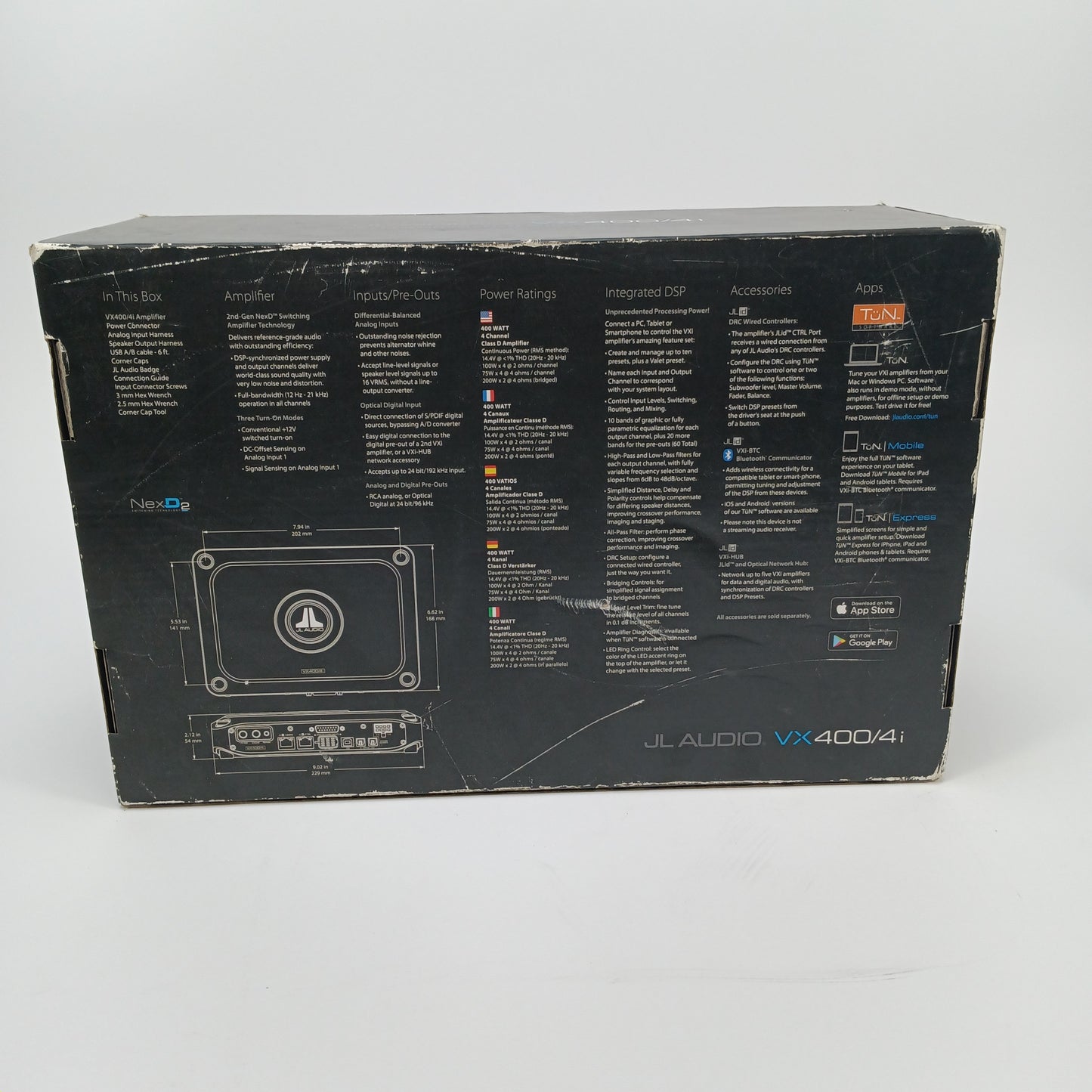 JL AUDIO VX400/4I 400-WATT 4 CHANNEL AMPLIFIER WITH DSP