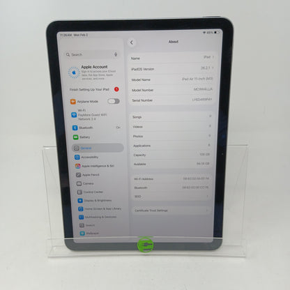 New Wi-Fi Only Apple iPad Air 11" M3 128GB Space Gray MC9W4LL/A Cycle Count 0