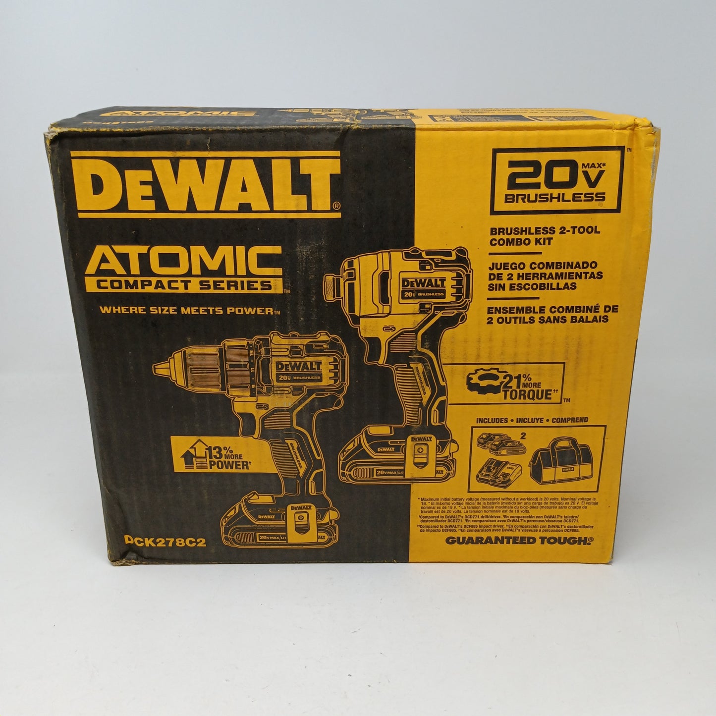 Dewalt ATOMIC 20V Brushless Compact Drill & 1/4" Hex Impact Kit DCK278C2