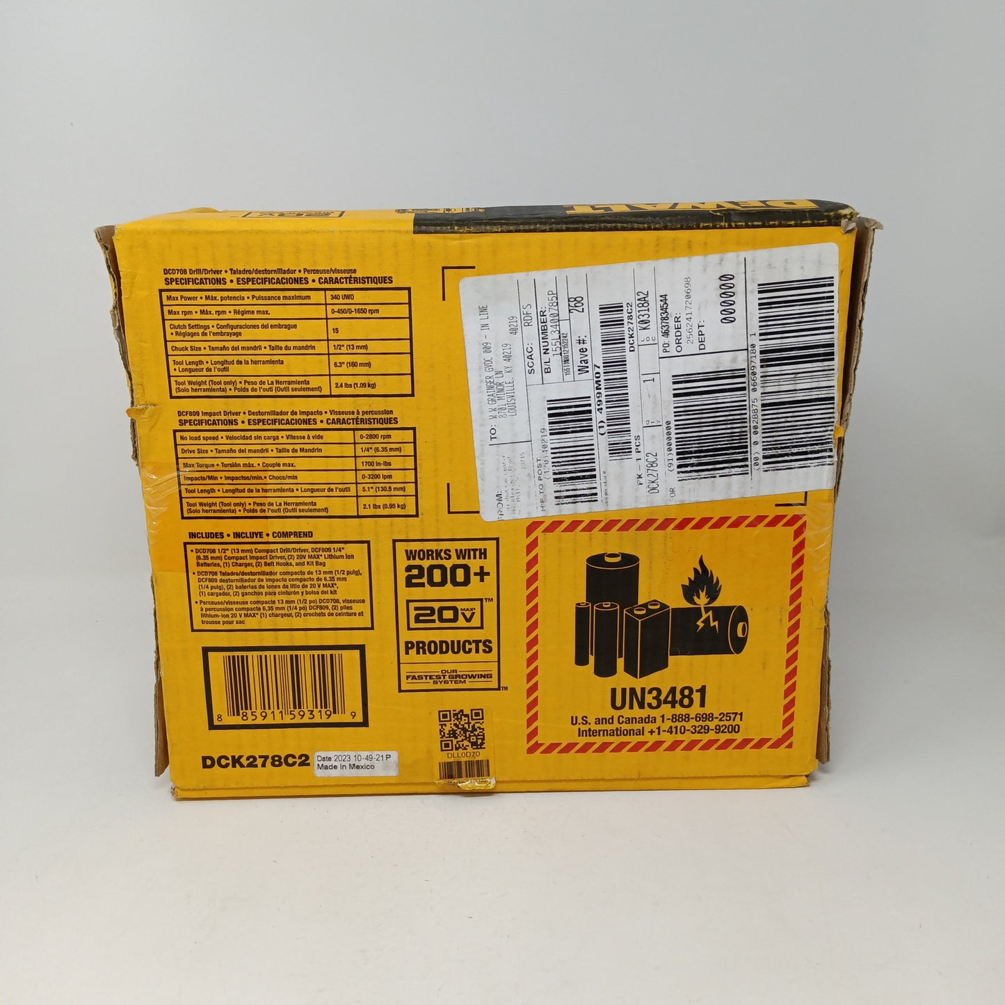 Dewalt ATOMIC 20V Brushless Compact Drill & 1/4" Hex Impact Kit DCK278C2