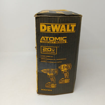 Dewalt ATOMIC 20V Brushless Compact Drill & 1/4" Hex Impact Kit DCK278C2