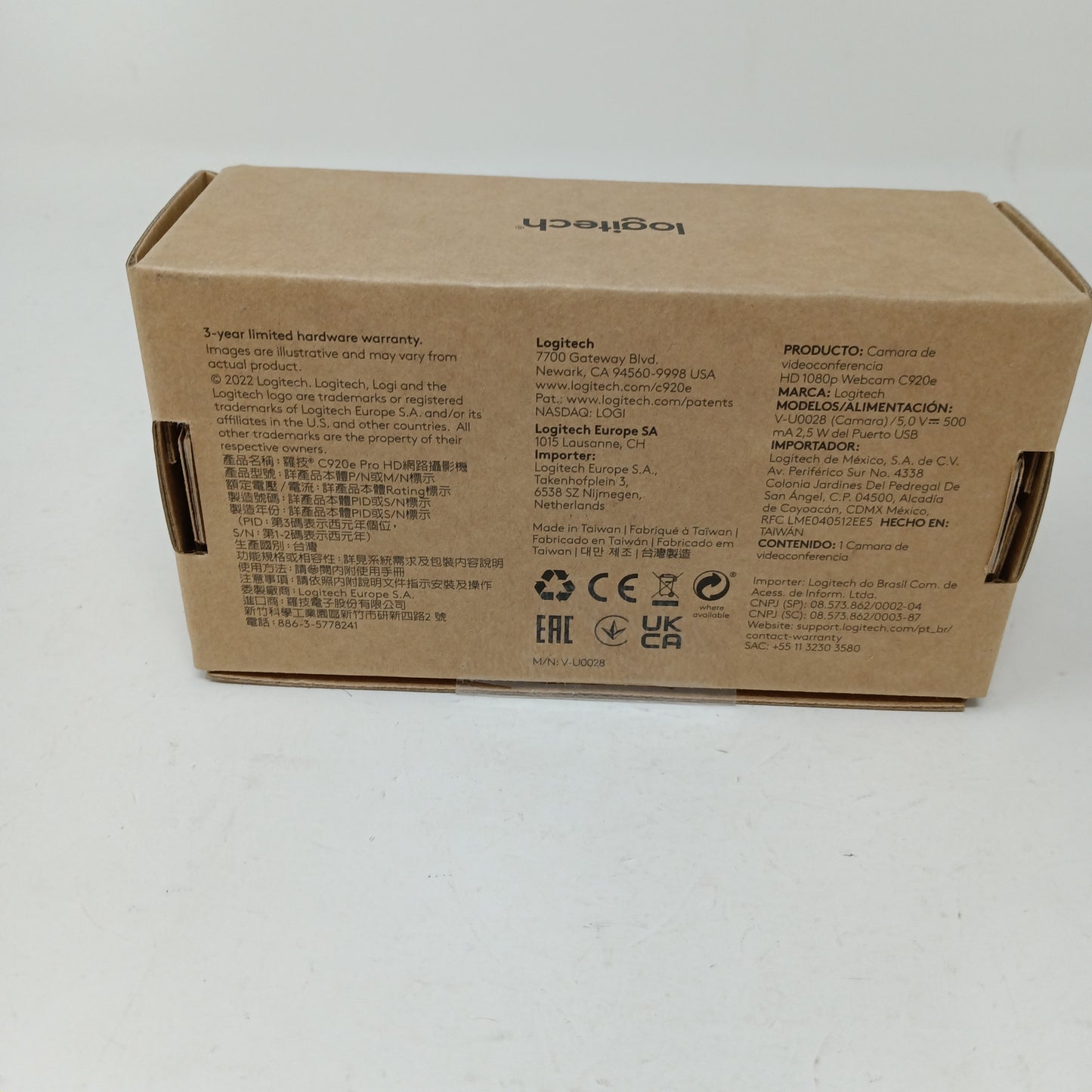 New - Logitech C920e Business Webcam - 1080p 30FPS, USB-A