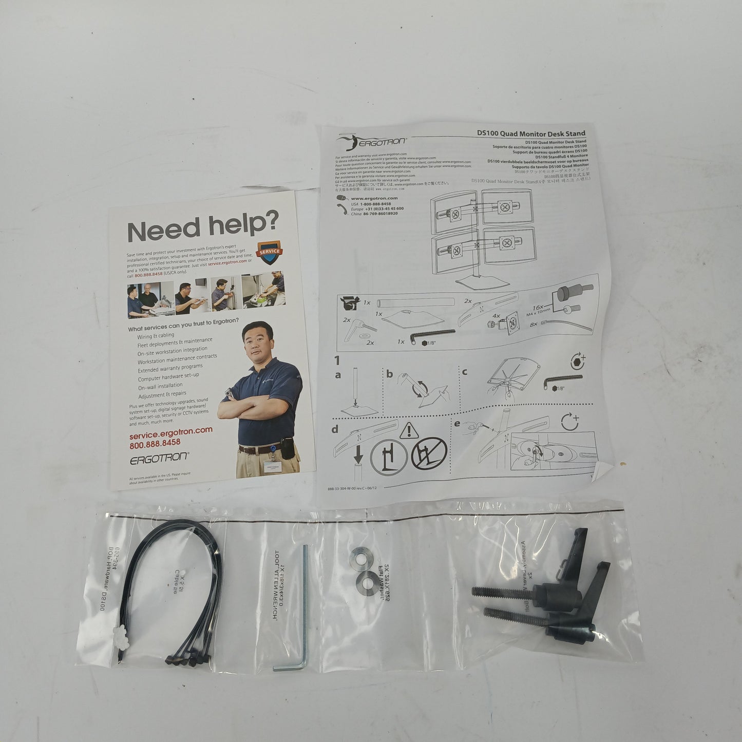 Ergotron DS100 Series Quad-Monitor Desk Stand - Steel - Black