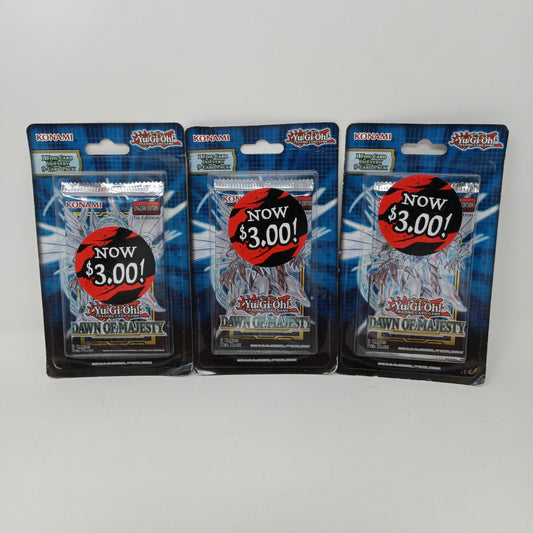 New Sealed Lot Of 3 Yu-Gi-Oh Dawn Of Majesty Blister Packs