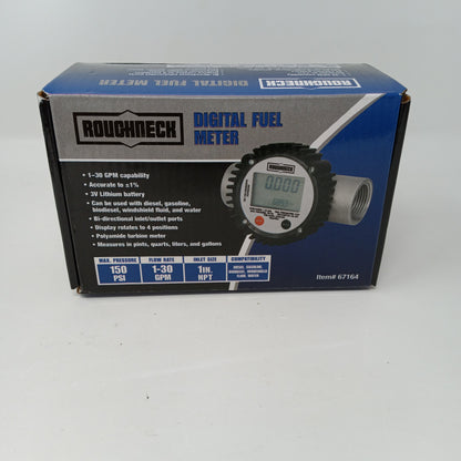 New Roughneck 67164 Digital Fuel Meter 1" NPT 1-30 GPM 150 PSI Diesel Gas Water