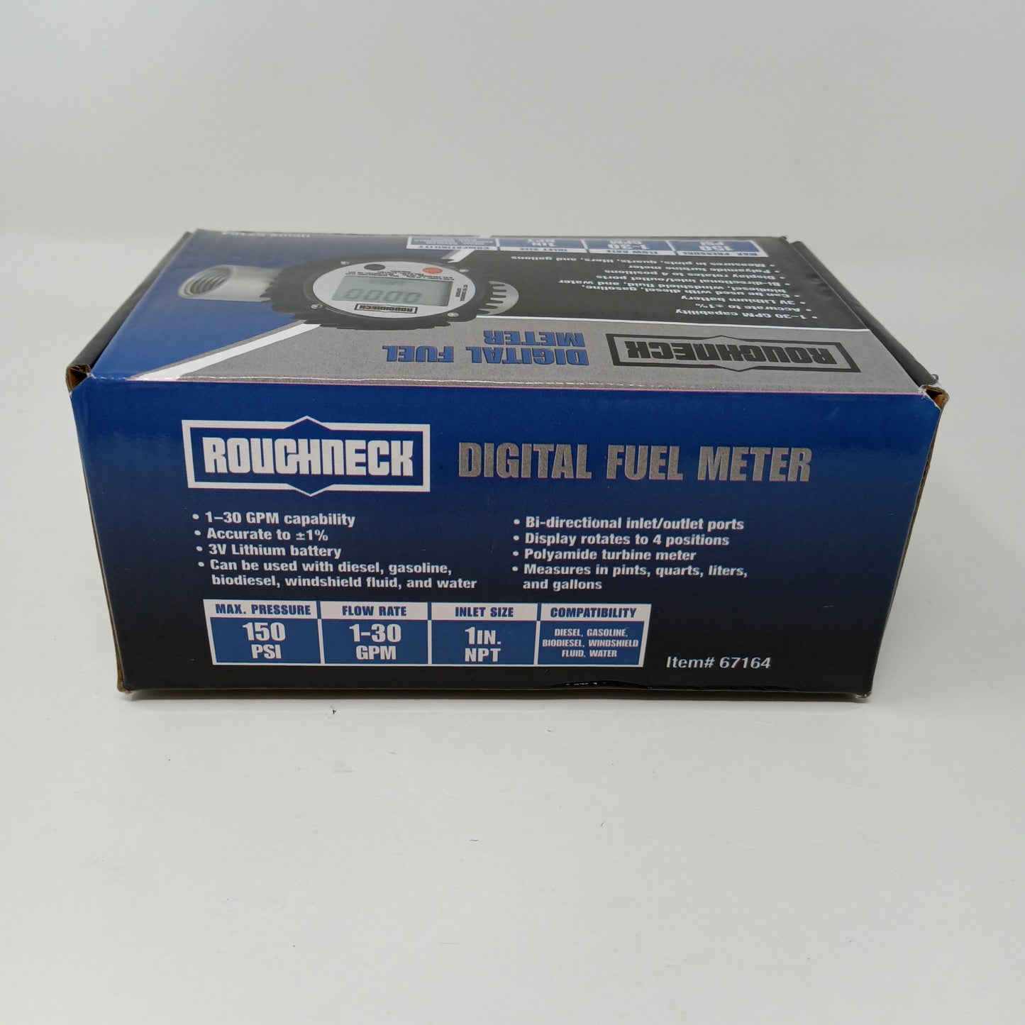 New Roughneck 67164 Digital Fuel Meter 1" NPT 1-30 GPM 150 PSI Diesel Gas Water