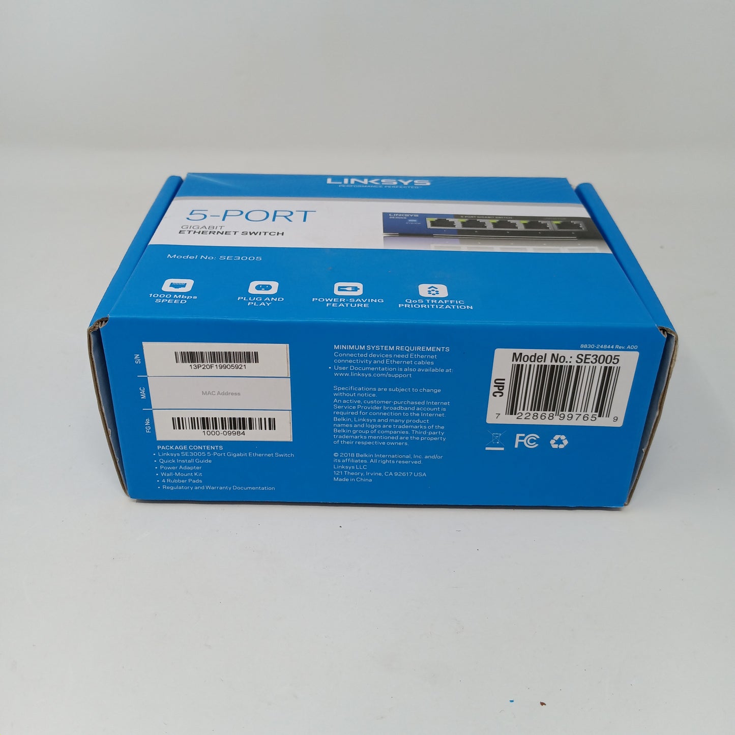 Linskys 5 Port Ethernet switch