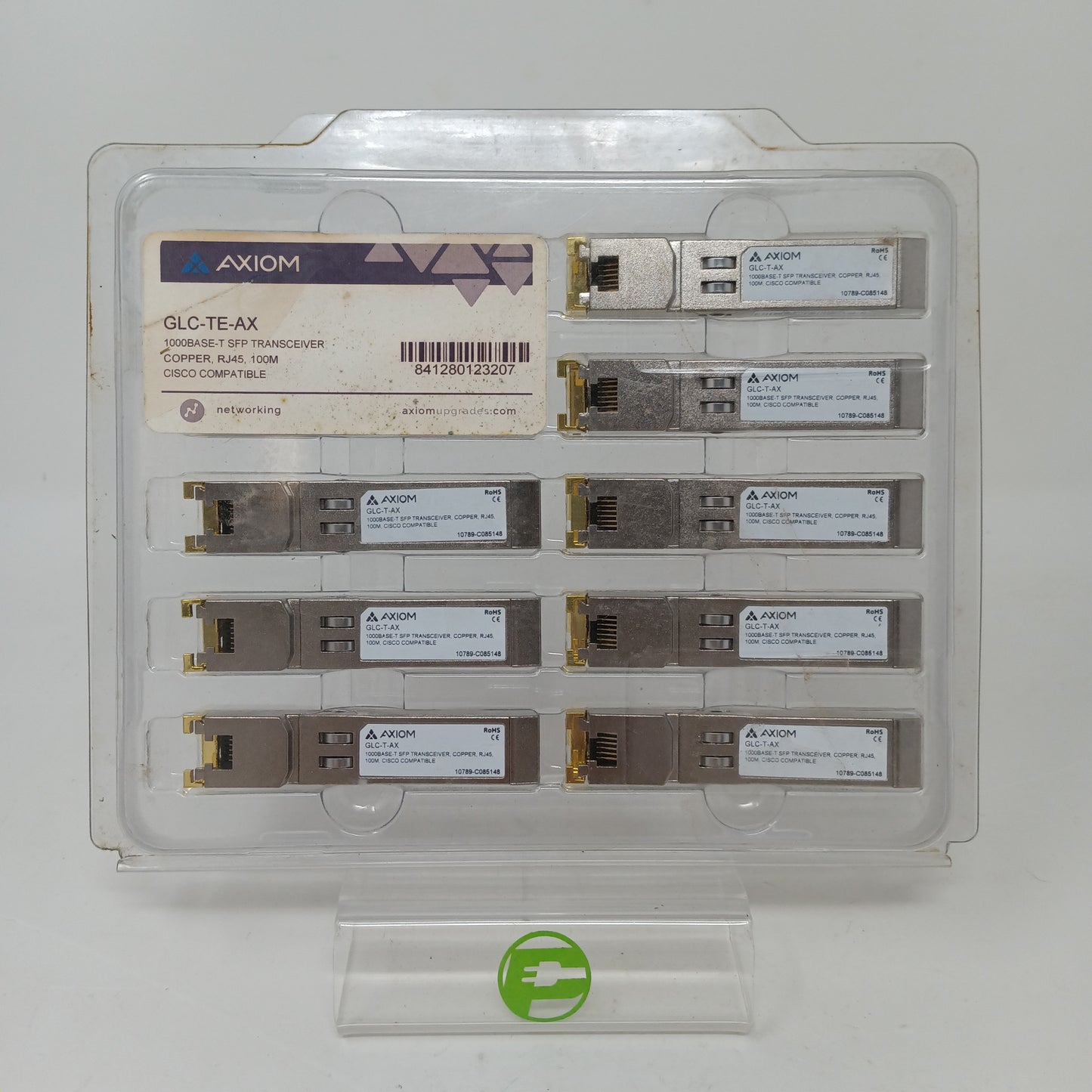 Lot of 8 Axiom GLC-T-AX 1000BASE-T RJ45 SFP Transceivers Cisco Compatible