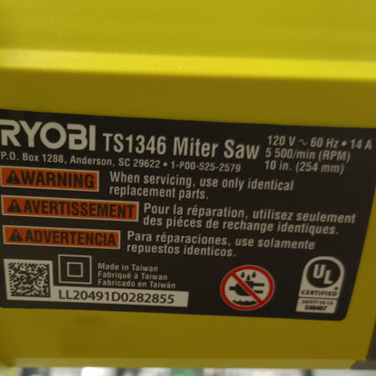 Ryobi (TS1346) Corded 10 in. Compound Miter Saw With Led Light