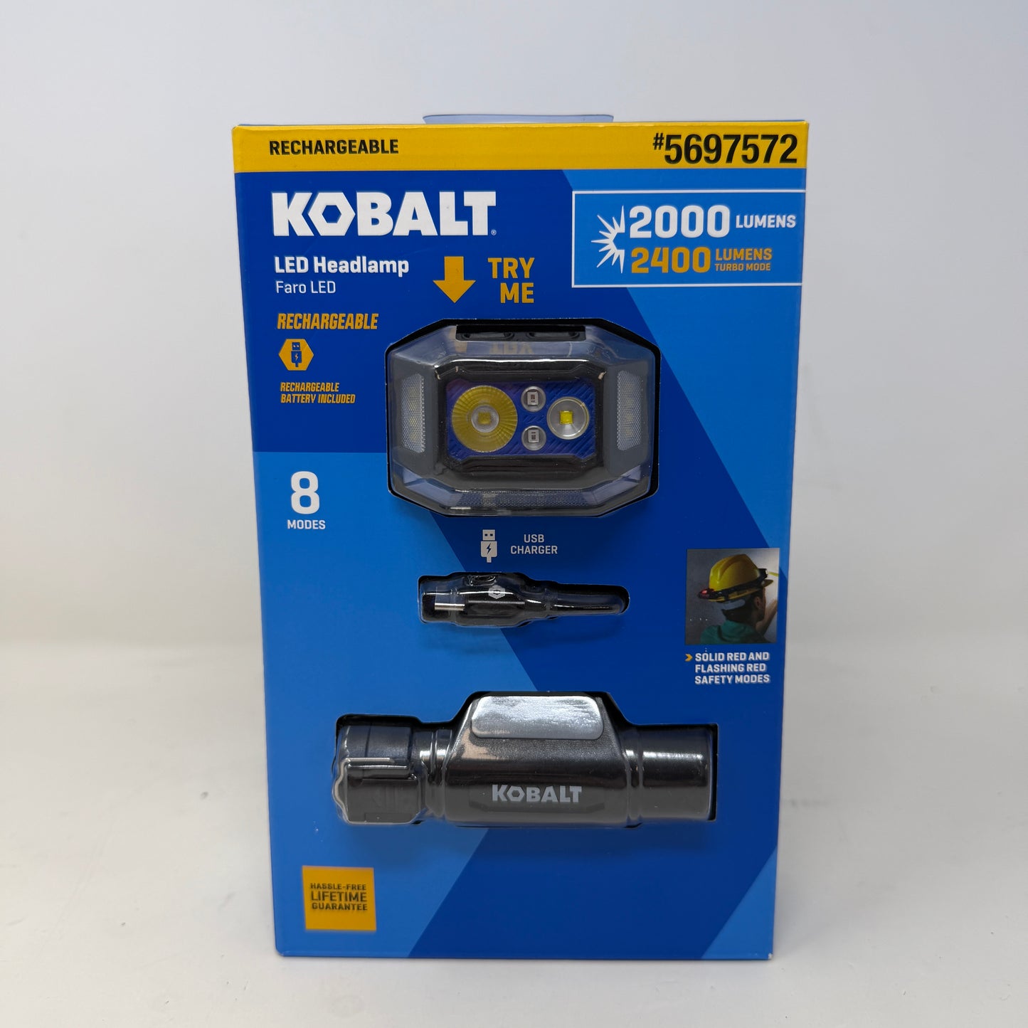 New Kobalt 5697572 3V Rechargeable Led 2000 Lumen Headlamp