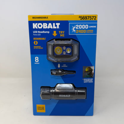 New Kobalt 5697572 3V Rechargeable Led 2000 Lumen Headlamp