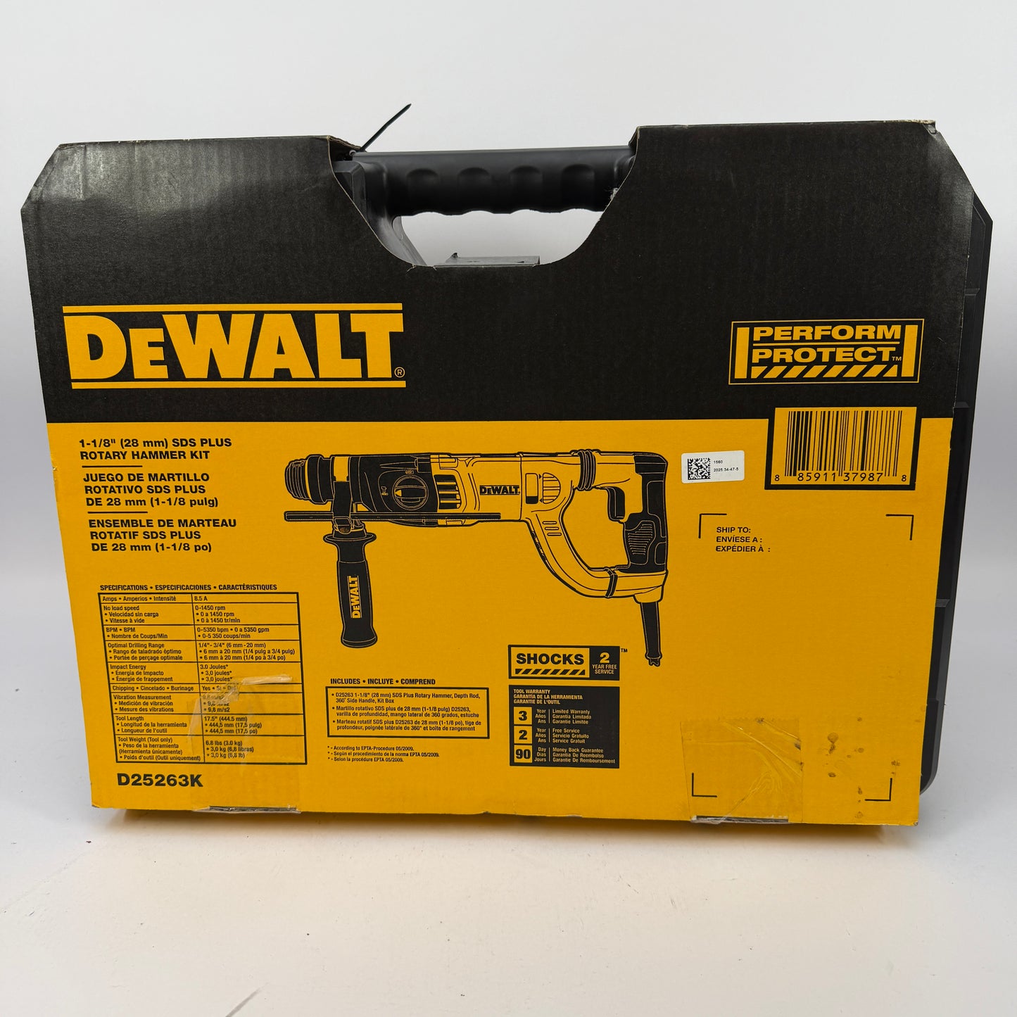 New DEWALT D25263K SDS-Plus Rotary Hammer Drill Kit