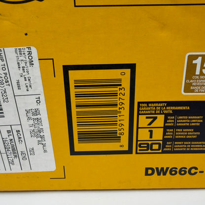 New DeWalt DW66C-1 15-Degree Coil Siding and Fencing Nailer