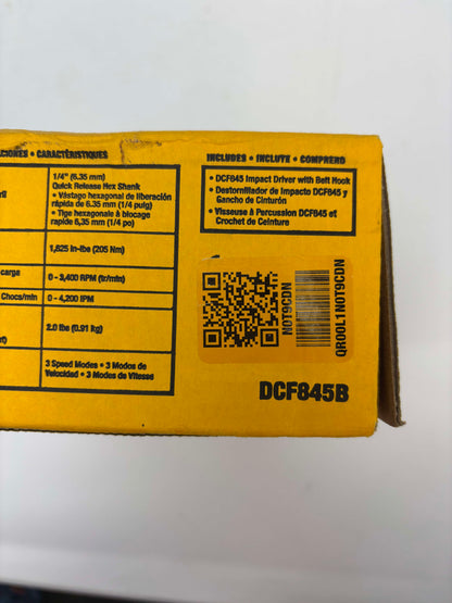 New Dewalt 20v Max Xr 1/4" 3-Speed Impact Driver DCF845B