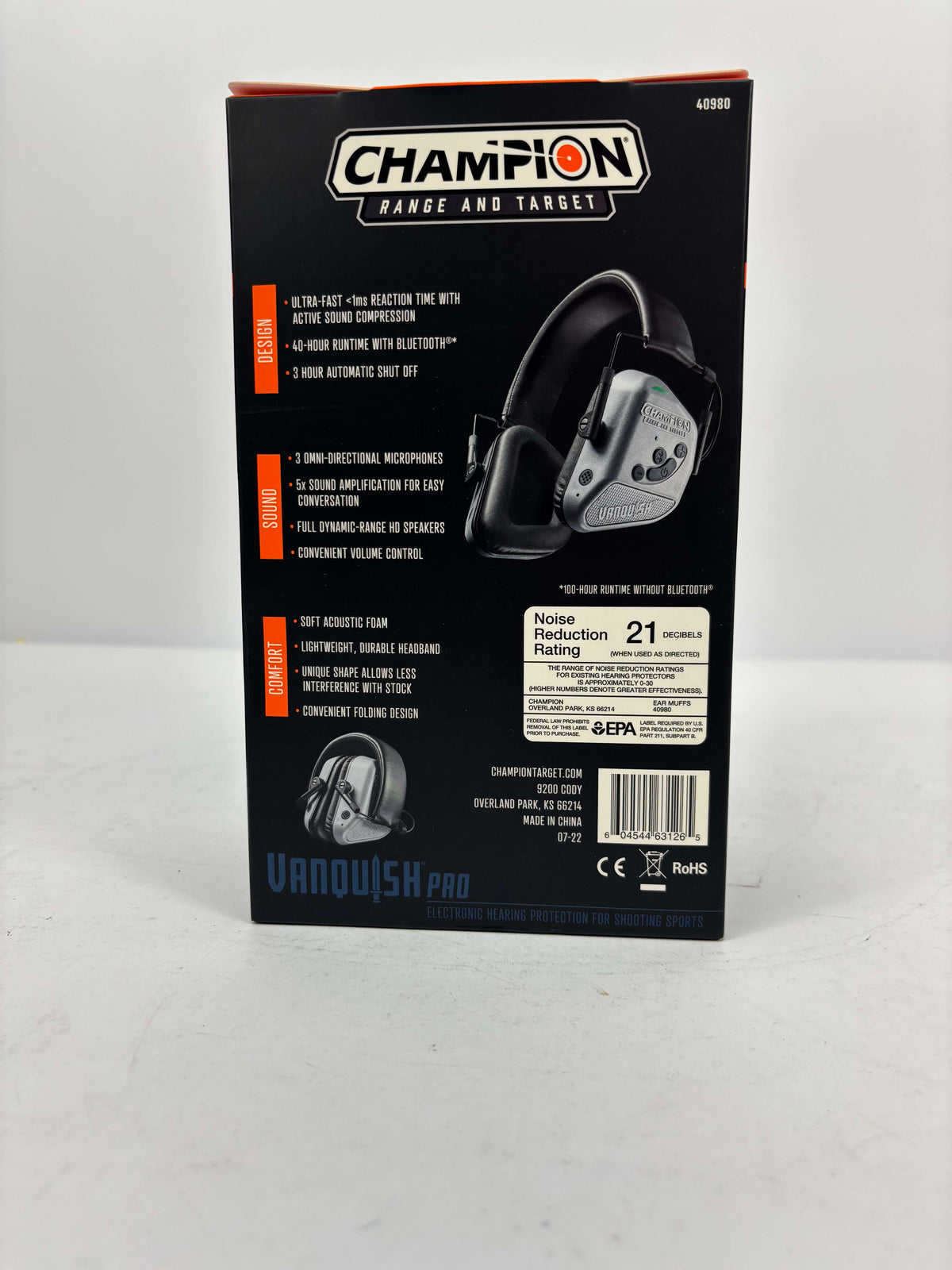 New Champion Vanquish Pro Electronic Hearing Protection Ear Muffs NRR 21 Gray 