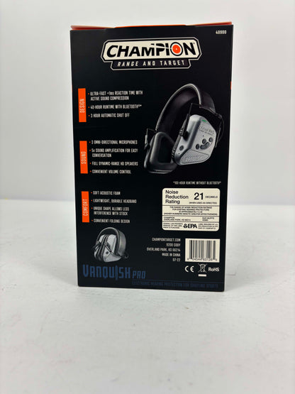 New Champion Vanquish Pro Electronic Hearing Protection Ear Muffs NRR 21 Gray 