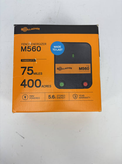 New Gallagher M560 Fence Energizer 75 Mile 400 Acre 110V 5.6J