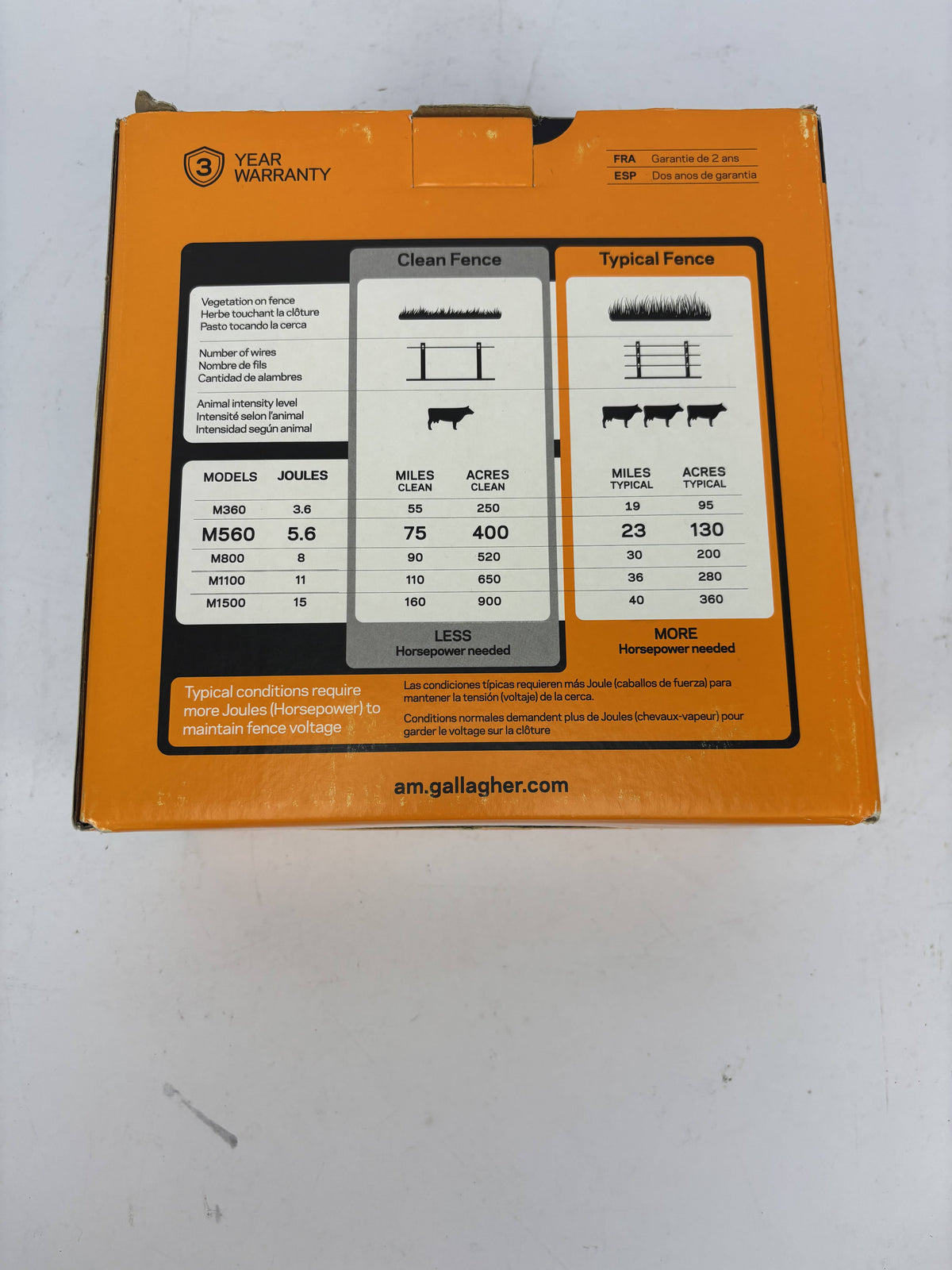New Gallagher M560 Fence Energizer 75 Mile 400 Acre 110V 5.6J
