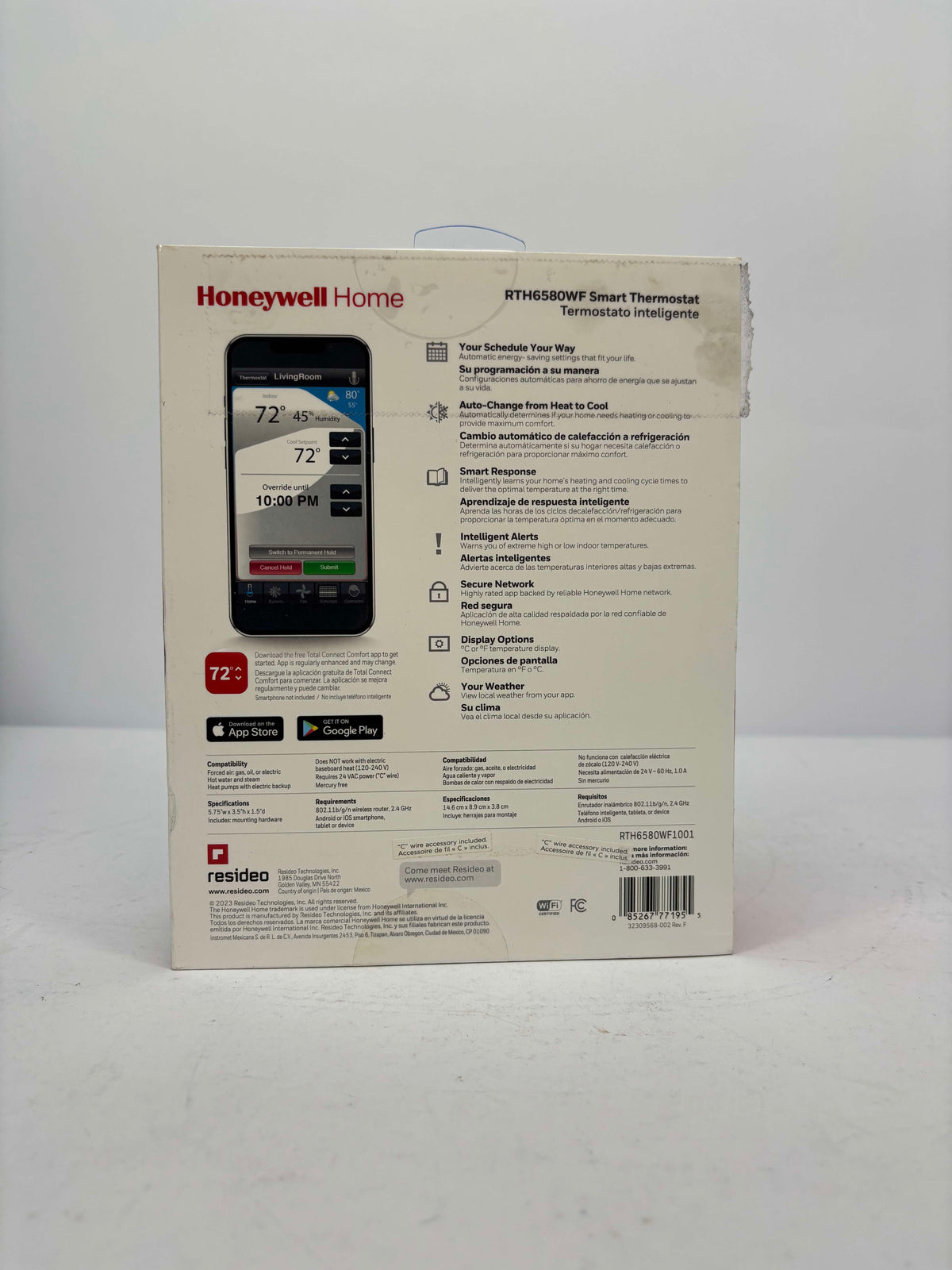 New Honeywell Wi-Fi Programmable Thermostat White RTH6580WF